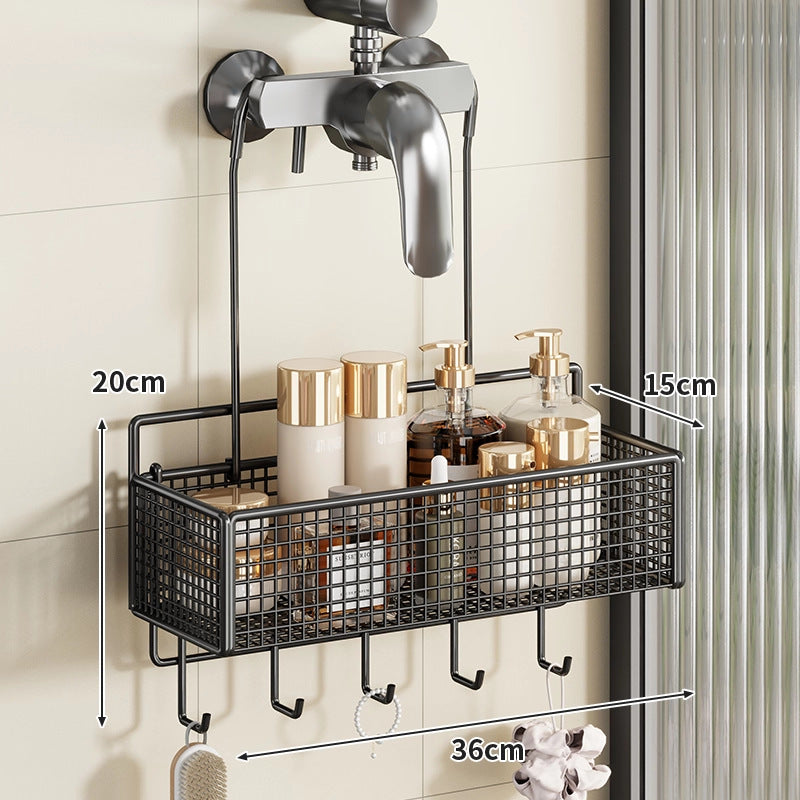 Overhead Faucet Hanging Mesh Shower Caddy with Hook Rack