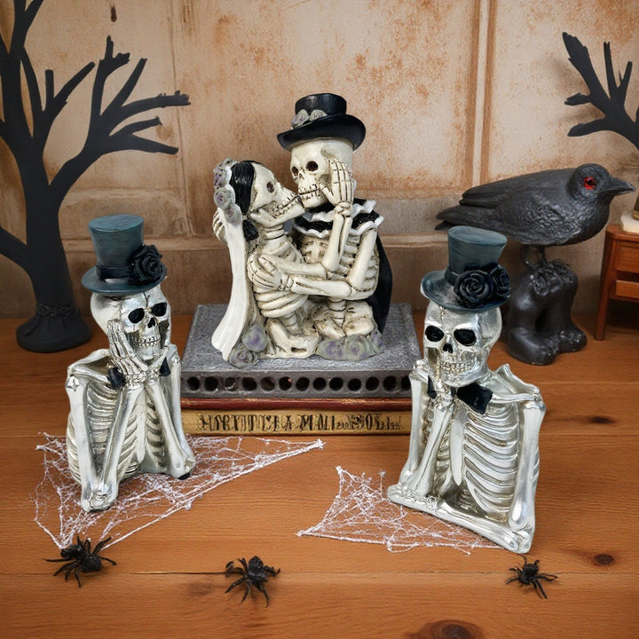 Stylish skeleton figure with top hat and black rose Kalsten