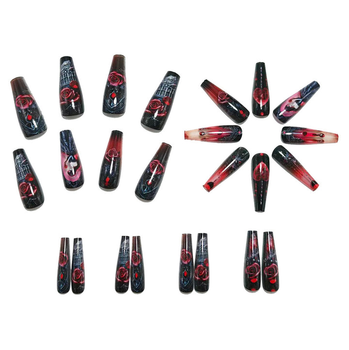 Nail Art Set with impressive 3D roses and Gothic motif Kalsten