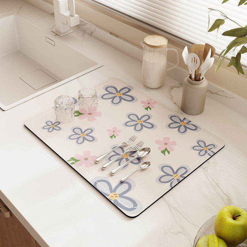 Floral Patterned Kitchen Protector Mat
