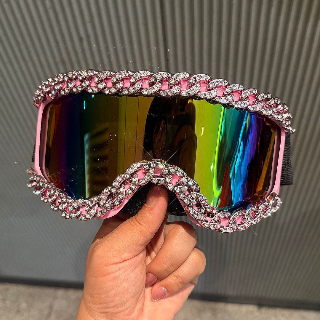 Ladies sporty elegant ski goggles with rhinestone decorated frame Kalsten