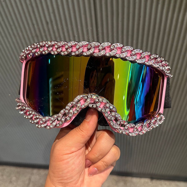 Ladies sporty elegant ski goggles with rhinestone decorated frame Kalsten
