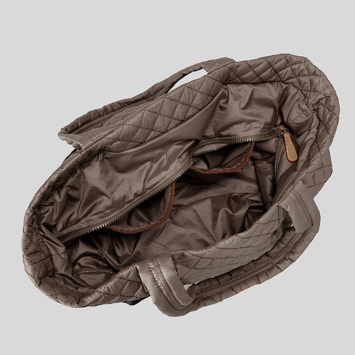 Quilted Multi-Pocket Tote Bag