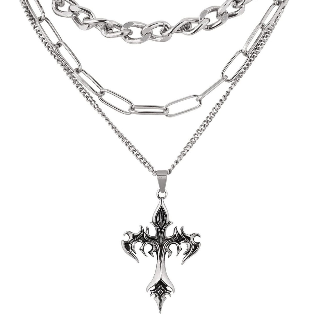 Layered Chain Cross Pendant Necklace Kalsten