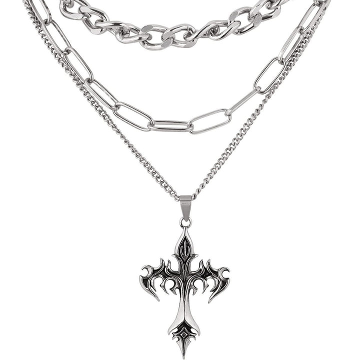 Layered Chain Cross Pendant Necklace Kalsten