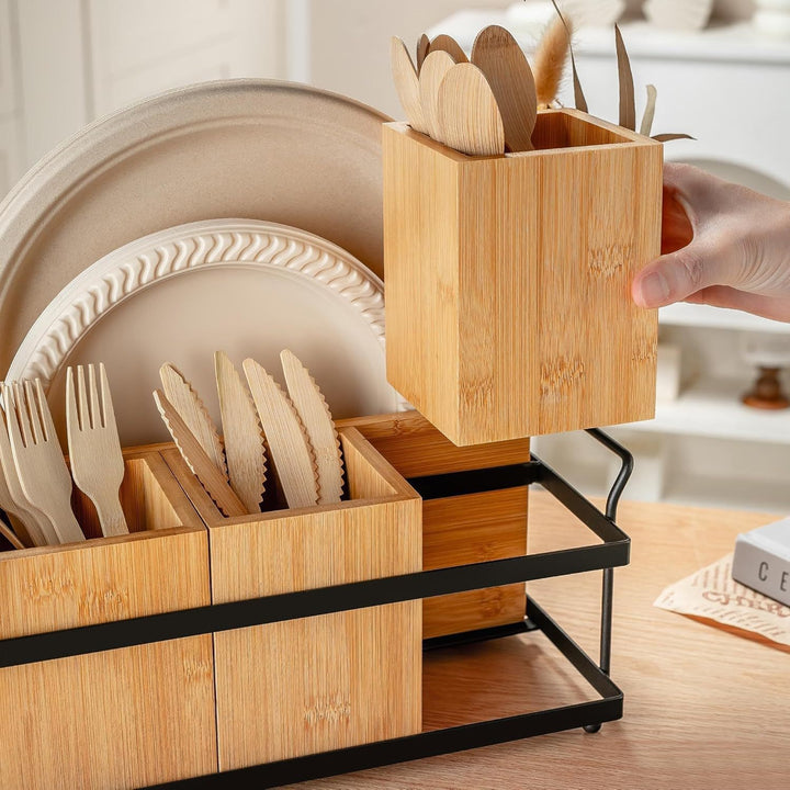 Bamboo Cutlery Organizer with Practical Compartments Kalsten