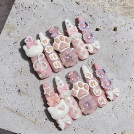 Decorative Themed 3D Press-On Nail Art Set