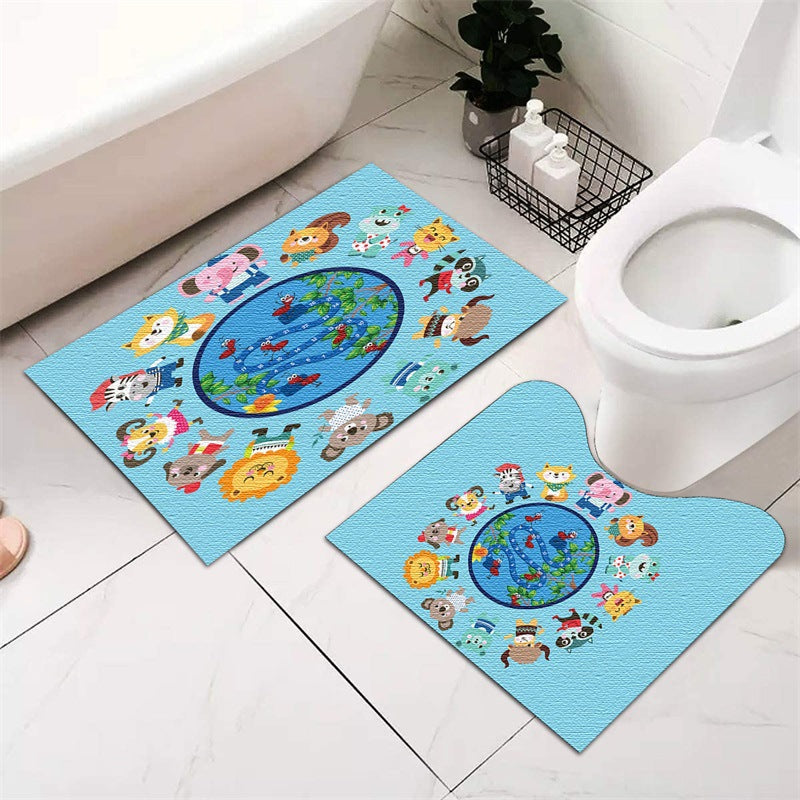 Festive Holiday-Themed Bathroom Mat Set