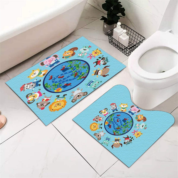 Festive Holiday-Themed Bathroom Mat Set