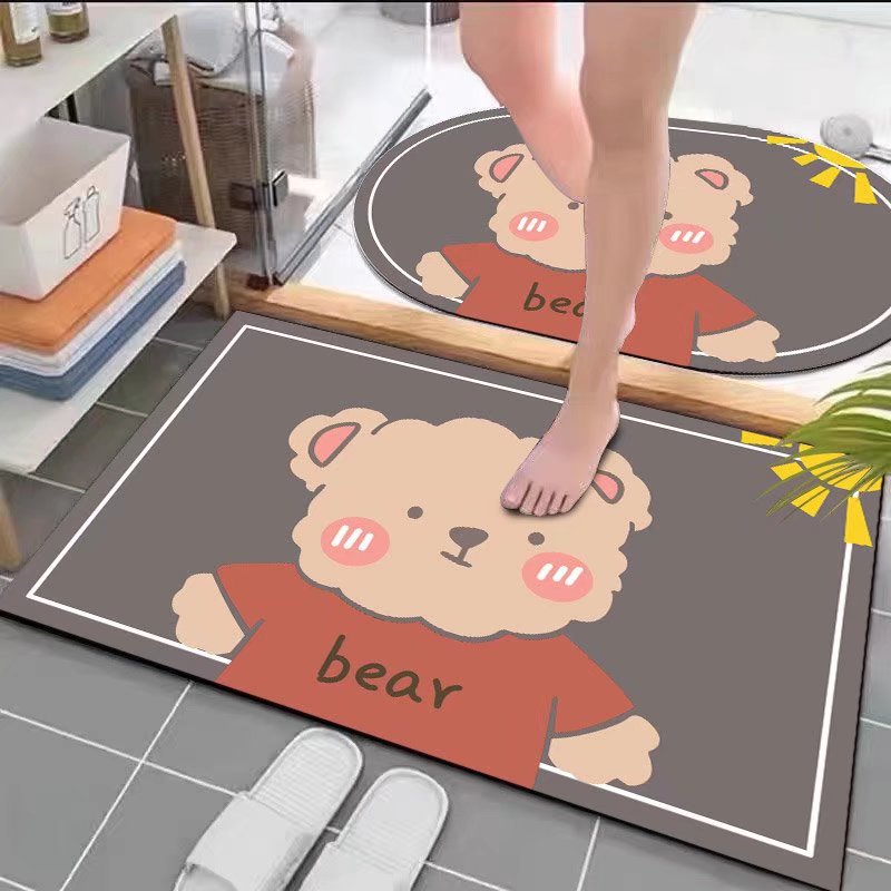 Cute Cartoon Bear-Themed Bath Mat