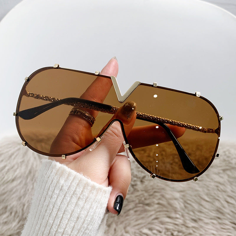 Futuristic Oversized V-Shaped Sunglasses