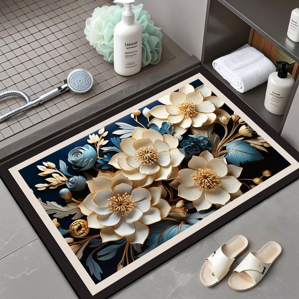 Floral Patterned Comfort Bath Mat Kalsten
