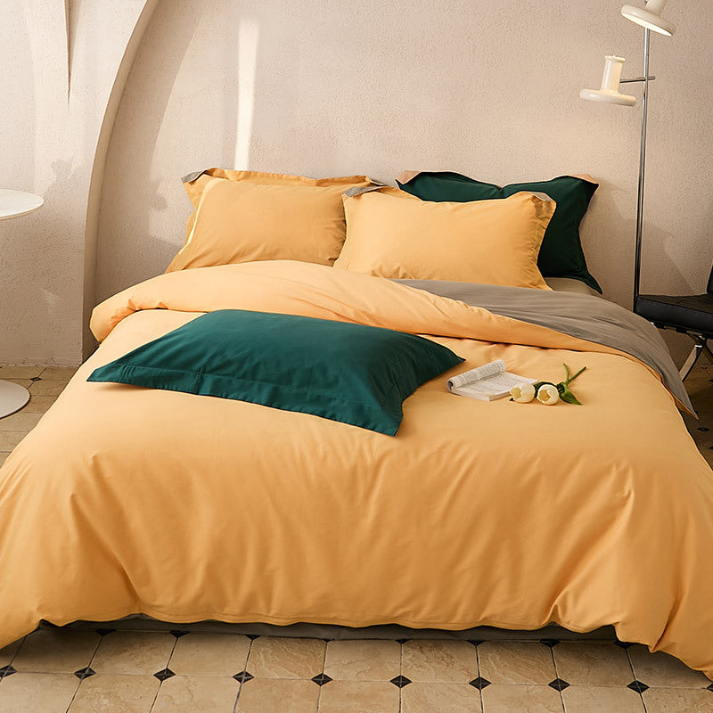 Bedding set made of premium cotton blend fabric reversible design with hidden zipper