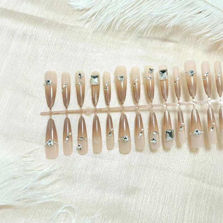 Acrylic nail set with glamorous 3D rhinestone applications Kalsten