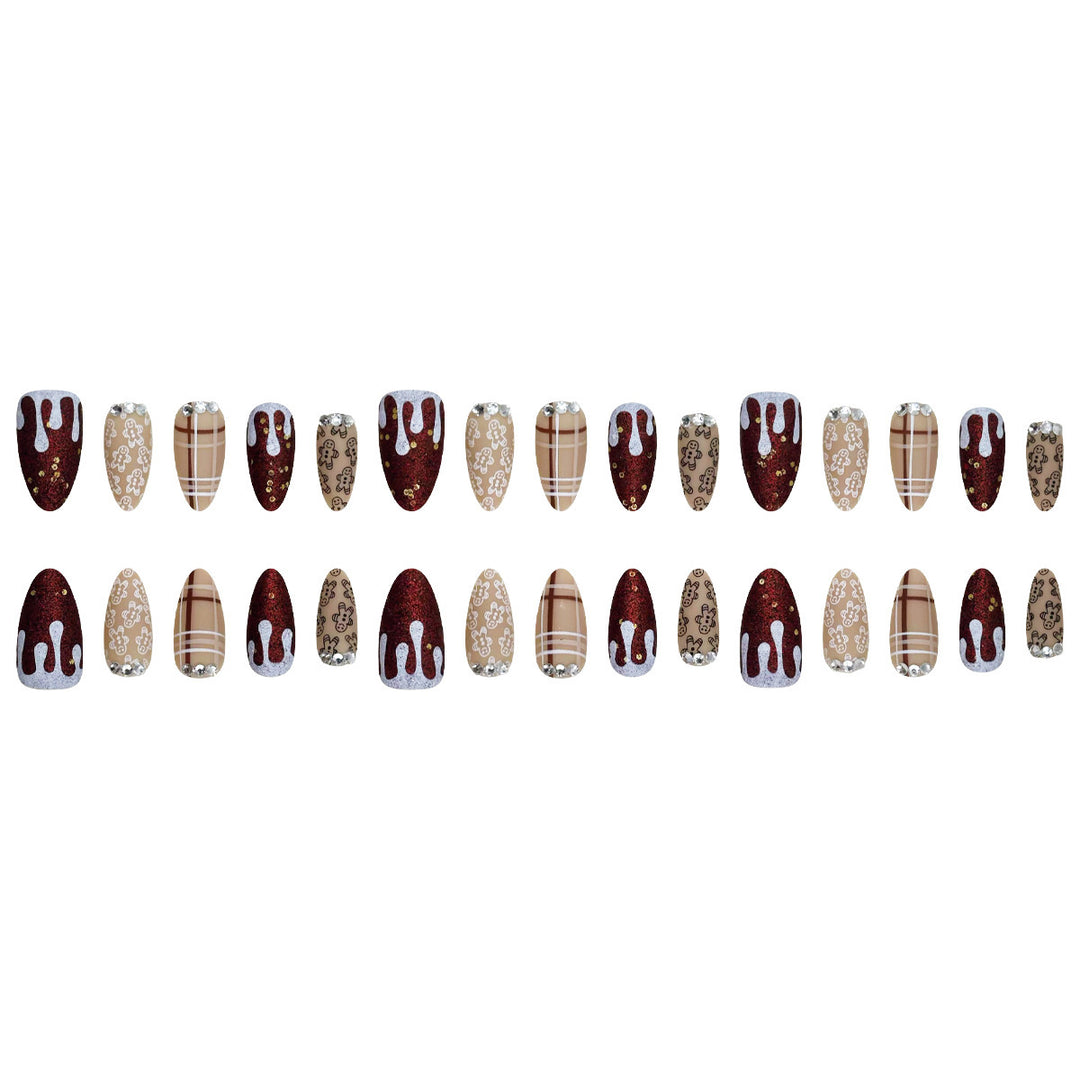 Festive Gingerbread Themed Press-On Nails Kalsten