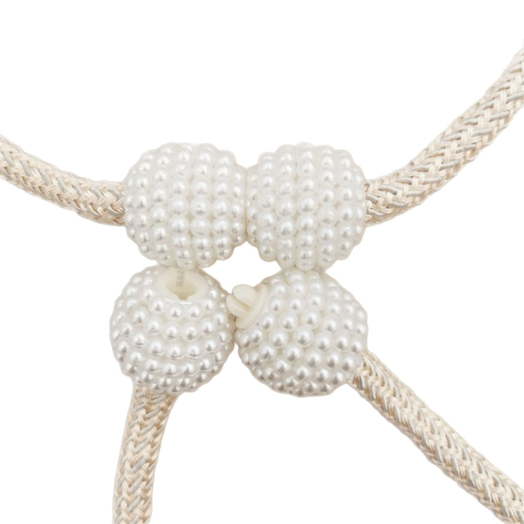 Plush Bear Curtain Tieback with Braided Rope and Pearl Tassels