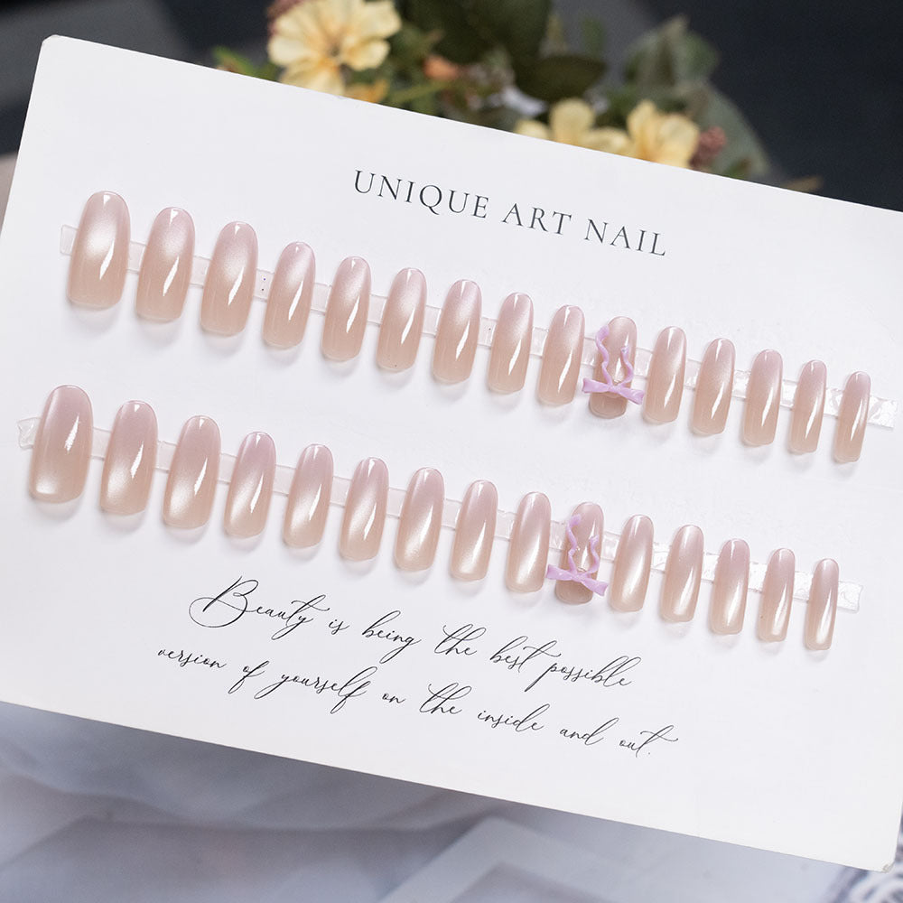 Elegant Press-On Nail Art with Bow Accents