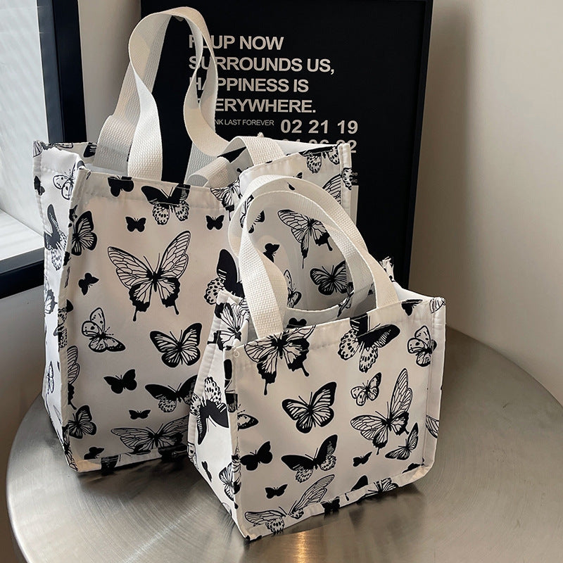 Butterfly Print Canvas Tote Bag