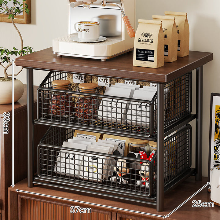 Countertop Espresso Machine Stand with Pull-Out Wire Basket Organizer