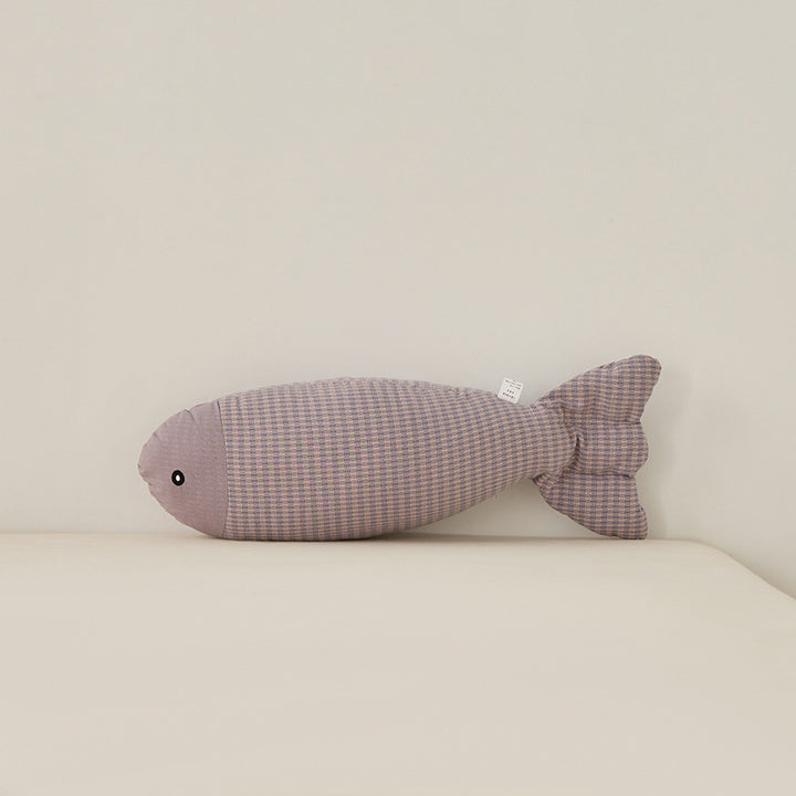 Decorative fish cuddle pillow made of textured cotton blend