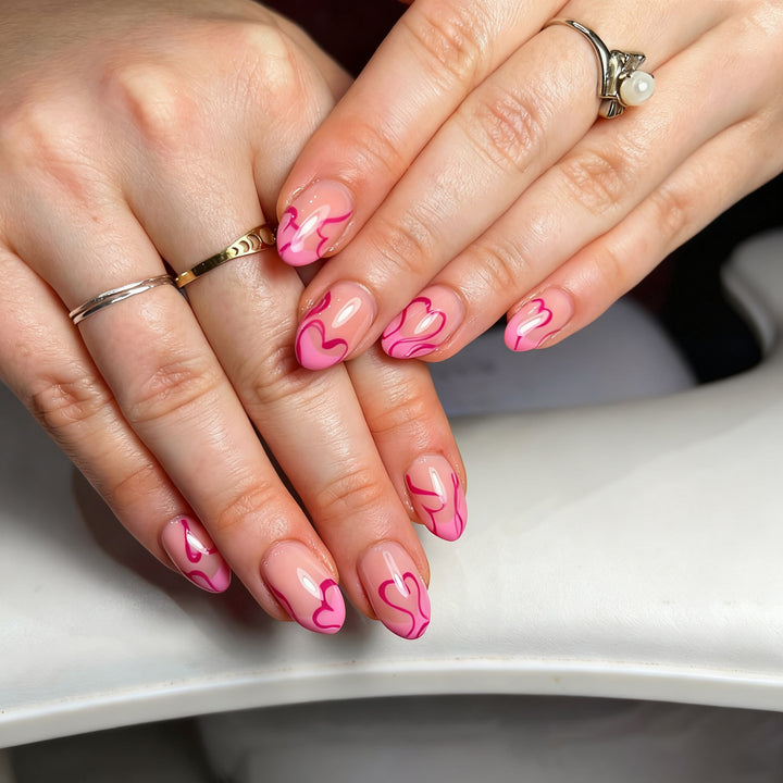 Heart Design Press-On Nail Art Set