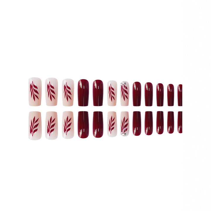 Elegant Leaf-Design Acrylic Nail Art Kalsten