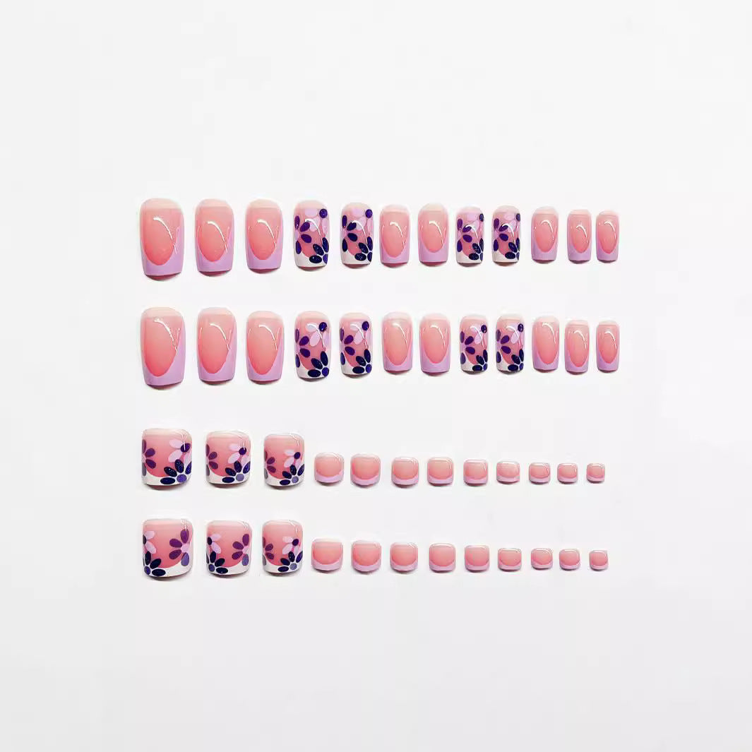 Elegant Floral Press-On Nail Enhancements Kalsten