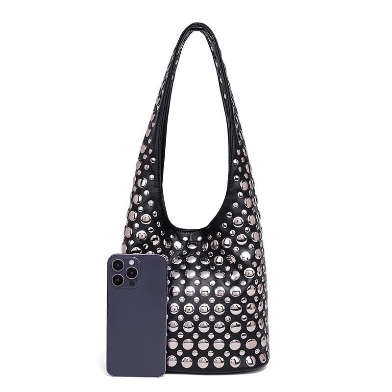 Studded Leather Shoulder Bag Kalsten