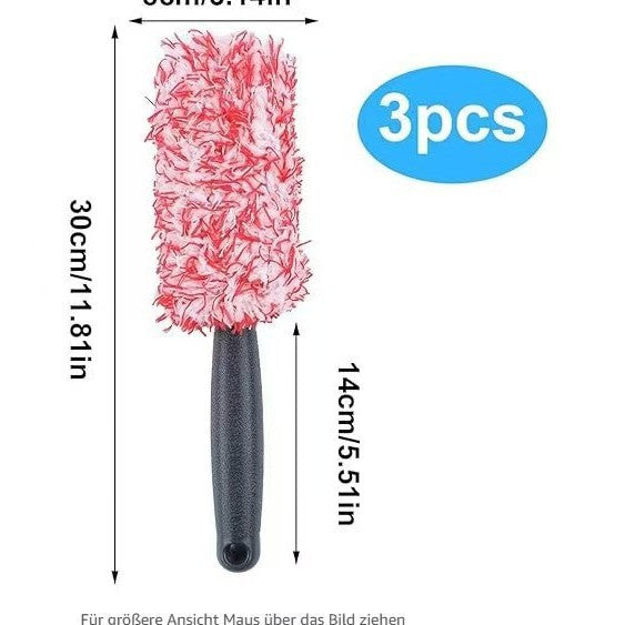 Microfiber Long-Handled Wheel And Rim Cleaning Brush With Plush Chenille Head