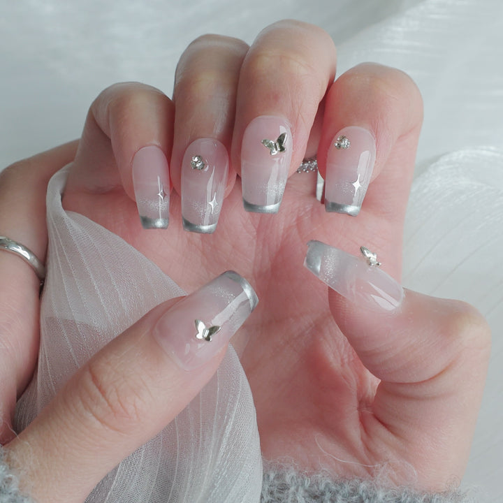 Butterfly-Embellished Press-On Nail Set