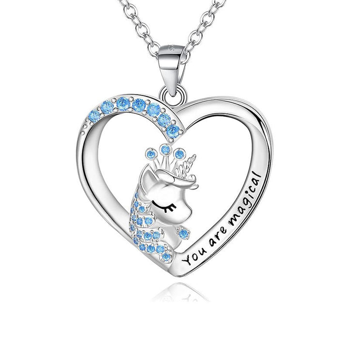 Enchanted Unicorn Heart Pendant Necklace Kalsten