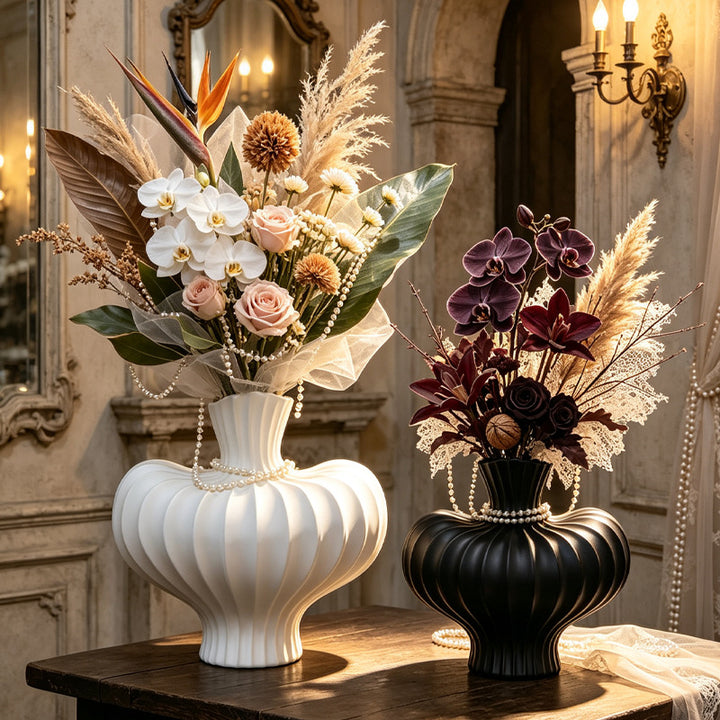 Sculpted Ribbed Decorative Vase Kalsten
