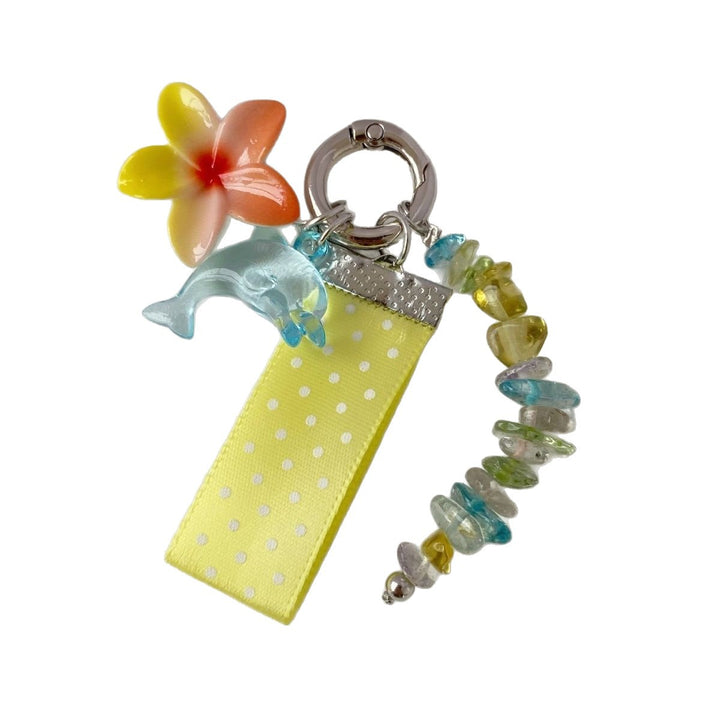 Whimsical Dolphin and Flower Charm Keychain Kalsten