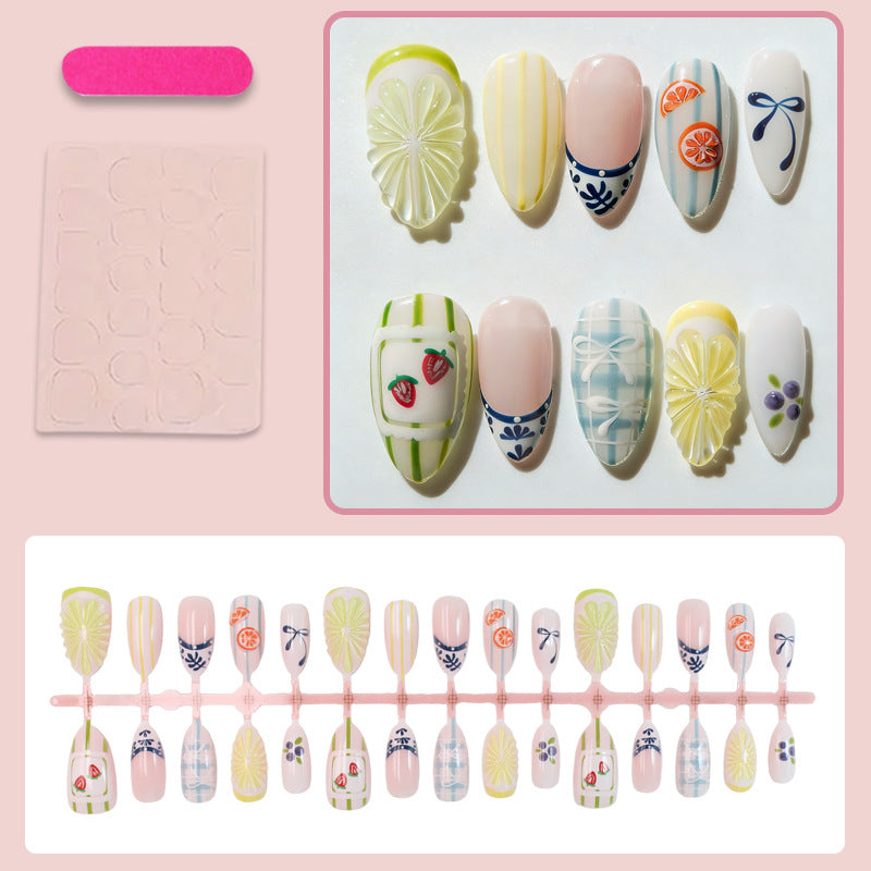 Artificial nail set with colorful fruit and flower motifs Kalsten