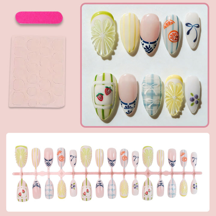Artificial nail set with colorful fruit and flower motifs Kalsten