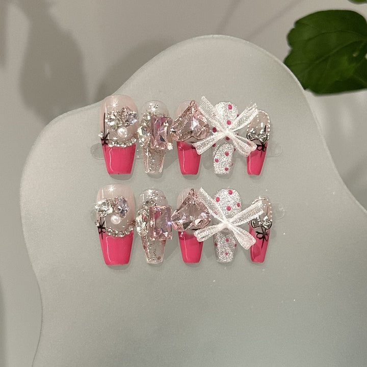Jewel-Embellished Press-On Nail Set