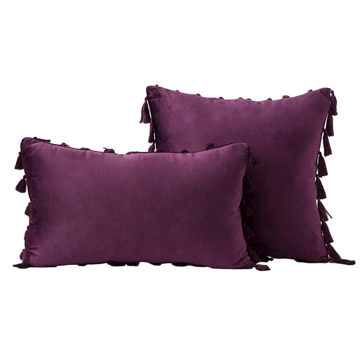 Velvet Tassel-Trim Square and Lumbar Decorative Pillow Set