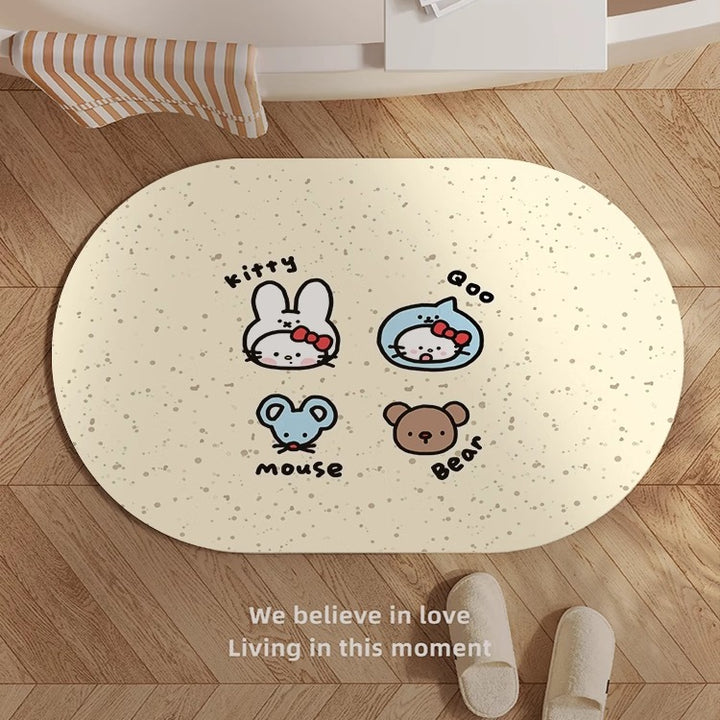 Cute Kitty-Themed Memory Foam Bath Mat Kalsten