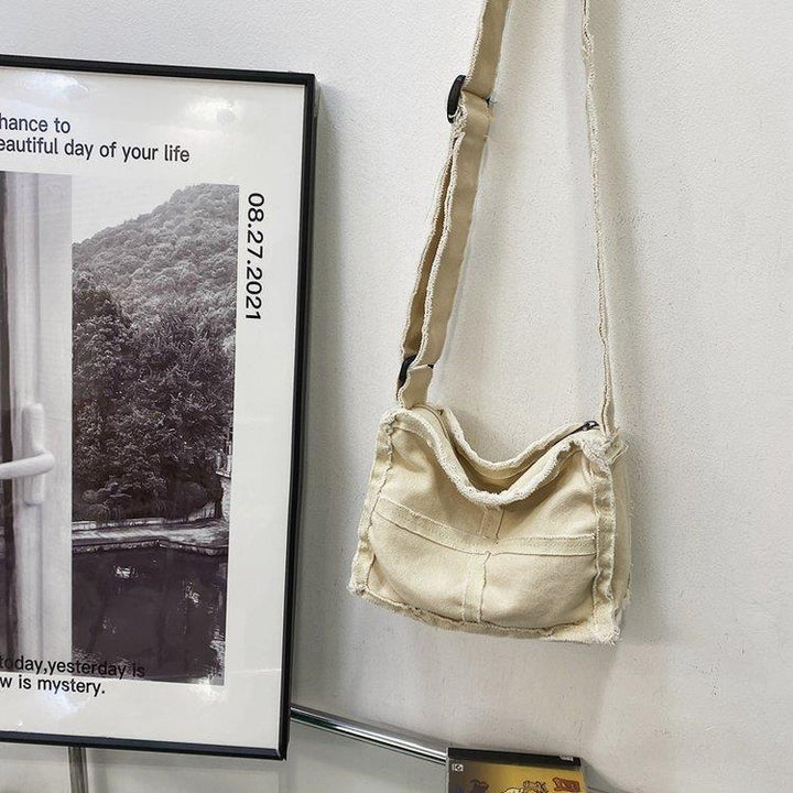 Casual Frayed Denim Shoulder Bag