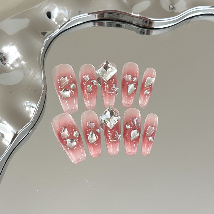 Elegant Crystal-Embellished Press-On Nails