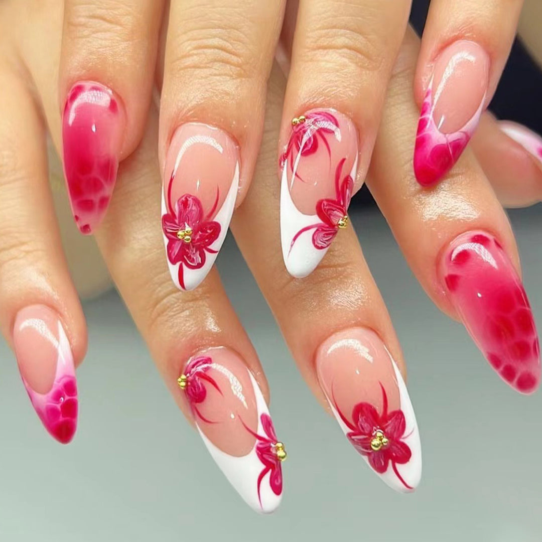Artistic Floral Stiletto Nail Art Kalsten