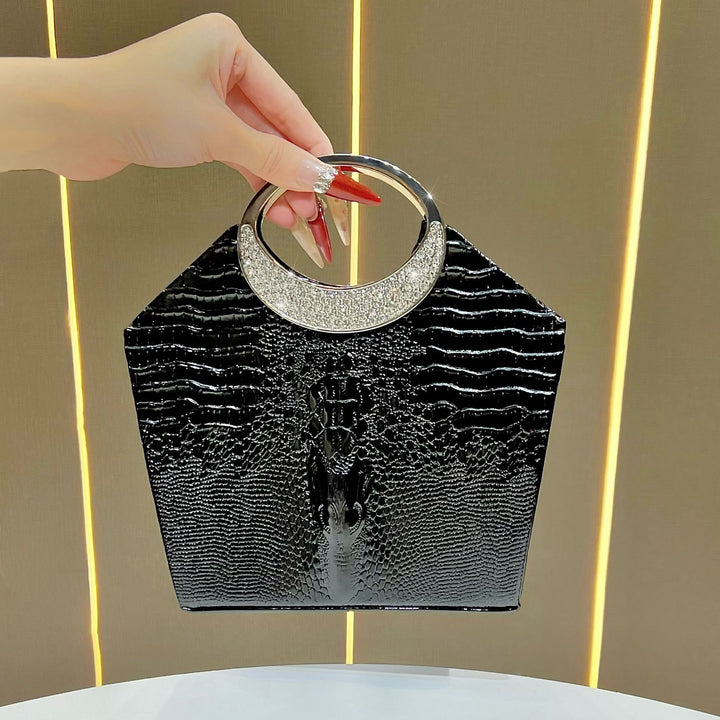 Crocodile-Effect Evening Handbag