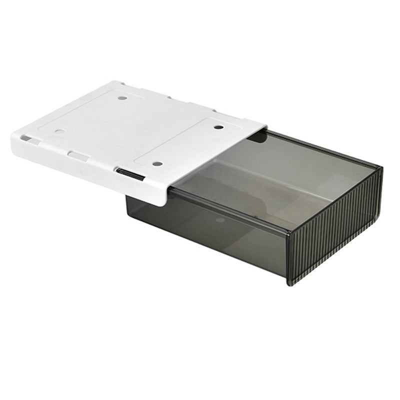 Storage box with removable drawer and space-saving organizer compartment
