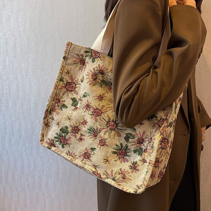 Floral Patterned Cotton Tote Bag