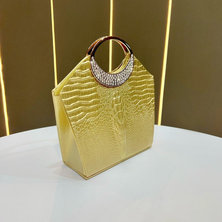 Crocodile-Effect Evening Handbag