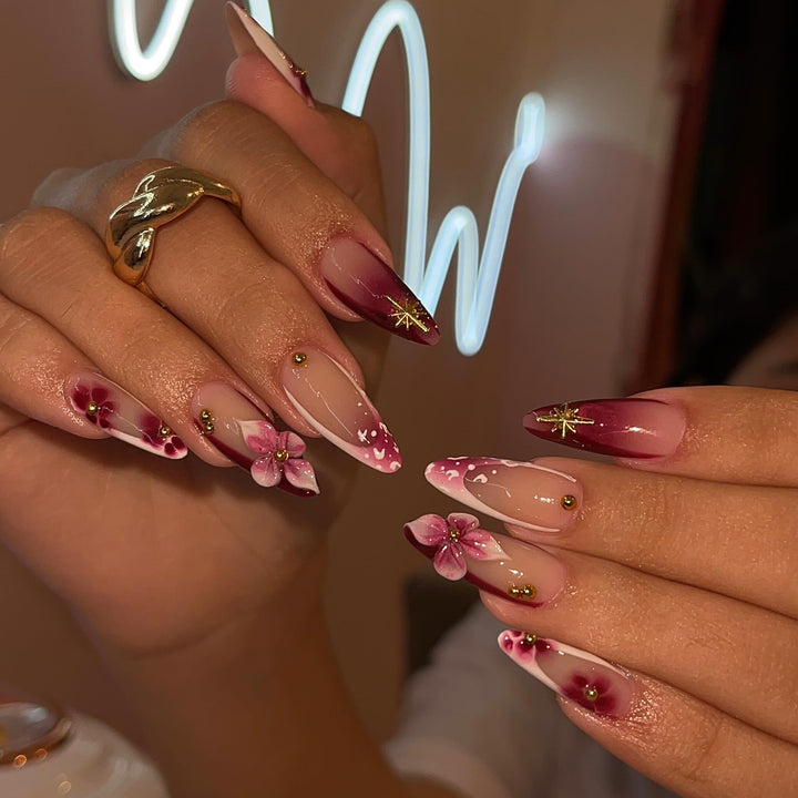 Artistic Floral Acrylic Nail Extensions Kalsten 1789915666