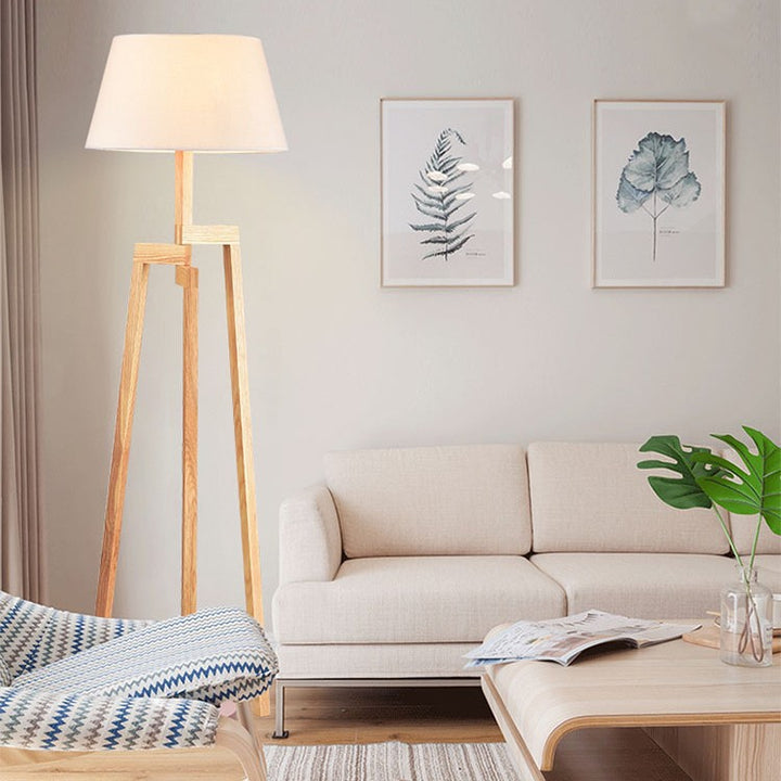 Modern Wooden Tripod Floor Lamp