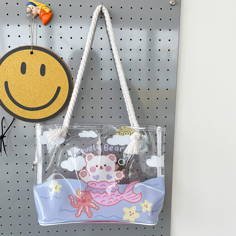 Cute Animal-Themed Transparent Tote Bag