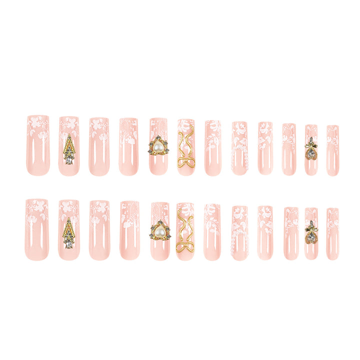 Artistic Long Nails with Elegant Gold Accents Kalsten