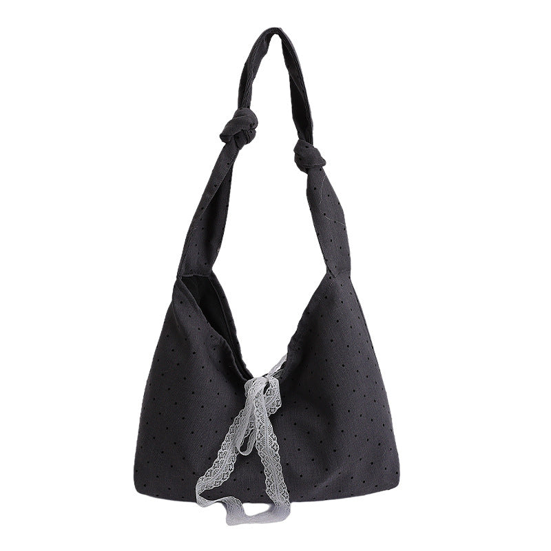 Polka Dot Canvas Hobo Bag